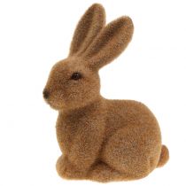 Artikel Dekorativ kanin flokket brun påskeharepynt 15cm 4 stk