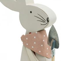 Artikel Dekorativ kanin med skovl, kanindreng, påskedekoration, trækanin, påskehare