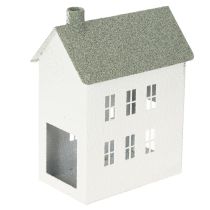Artikel Dekorativt metalhusformet hus med vinduer og skorsten, 22 cm