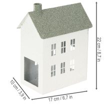 Artikel Dekorativt metalhusformet hus med vinduer og skorsten, 22 cm