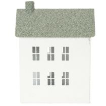Artikel Dekorativt metalhusformet hus med vinduer og skorsten, 22 cm