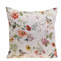 Pyntepude sommerpyntepude med blomster/fugle 37x37cm