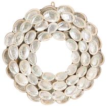 Artikel Dekorative krans træ abalone snegle hvid natur H30cm