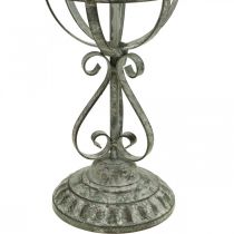 Dekorationsobjekt, kranseholder, metaldekoration grå, brun, hvid shabby chic H62,5cm Ø16cm