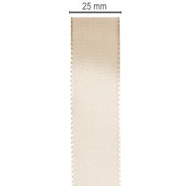Artikel Dekorativt bånd satin beige taftbånd 25mm 50m