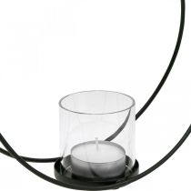 Dekorativ ring lanterne metal lysestage sort Ø28,5cm