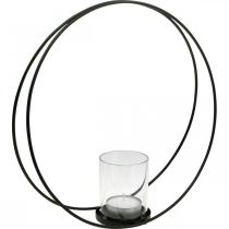 Artikel Dekorativ ring lanterne metal lysestage sort Ø35cm