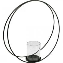 Dekorativ ring lanterne metal lysestage sort Ø35cm