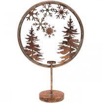 Artikel Dekorativ ring Jul Vinterfod fyrfadsstage skov Ø37,5cm