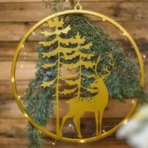 Artikel Dekorativ ring guld til at hænge op hjorte metal dekoration jul Ø38cm