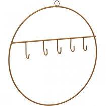 Metalring med krog, dekorativ ring til ophængning, krogring i rustfrit stål Ø28cm