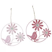 Artikel Dekorativ ring metal hængende dekorationsblomster pink Ø30cm 2stk