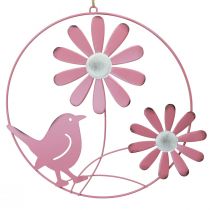 Artikel Dekorativ ring metal hængende dekorationsblomster pink Ø30cm 2stk