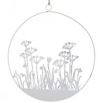 Artikel Dekorativ ring hvidmetal dekorativ blomstereng forårsdekoration Ø22cm
