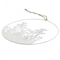 Dekorativ ring hvidmetal dekorativ blomstereng forårsdekoration Ø22cm