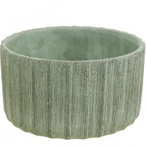 Dekorativ skål grøn keramik retro stribet Ø20cm H11cm