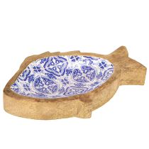 Artikel Dekorativ skål træfisk dekoration naturlig blå hvid 18×11×3cm