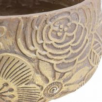 Artikel Dekorativ skål keramik guld blomster brun Ø23,5cm H11,5cm