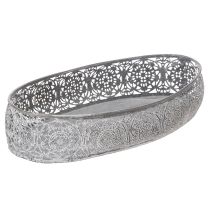 Artikel Dekorativ metalskål, gråt mønster, oval, L36 cm/33,5 cm, sæt med 2 stk.