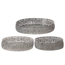 Artikel Dekorativ skål metal oval mønster grå 25,5/29/34,5 cm sæt med 3