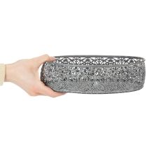 Artikel Dekorativ skål metal oval mønster grå 25,5/29/34,5 cm sæt med 3