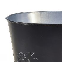 Artikel Dekorativ skål metal ovale sorte sølv blomster 20,5×12,5×12cm