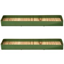Artikel Dekorativ bakke metal træ metalbakke grøn 35,5×11×3 cm 2 stk.