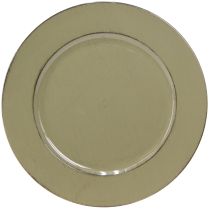Artikel Dekorativ tallerken grøn plastik tallerken vintage mosgrøn brun Ø33cm