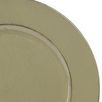 Artikel Dekorativ tallerken grøn plastik tallerken vintage mosgrøn brun Ø33cm