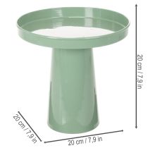 Artikel Dekorativ metalplade, grøn, rund bund, bakke til blomsterarrangementer, 20 cm