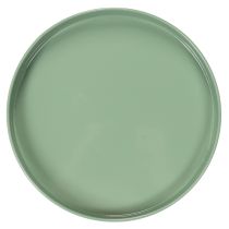 Artikel Dekorativ metalplade, grøn, rund bund, bakke til blomsterarrangementer, 20 cm