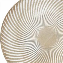 Dekorativ tallerken rund hvid brun rille borddekoration Ø30cm H3cm