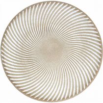 Dekorativ tallerken rund hvid brun rille borddekoration Ø35cm H3cm