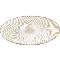 Artikel Dekorativ tallerken rund hvid brun rille borddekoration Ø40cm H4cm