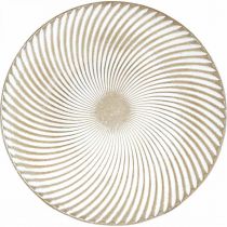Dekorativ tallerken rund hvid brun rille borddekoration Ø40cm H4cm