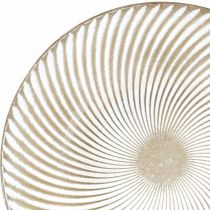 Dekorativ tallerken rund hvid brun rille borddekoration Ø40cm H4cm