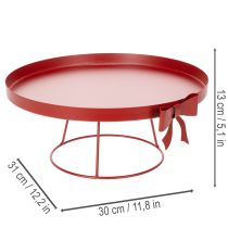 Artikel Dekorativ bakke på stativ med metalsløjfe, 30 cm, sæt med 2 dele