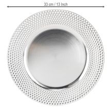 Artikel Dekorativ tallerken rund plast dekorationsplade sølv Ø33cm