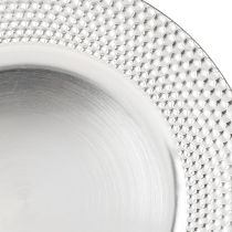 Artikel Dekorativ tallerken rund plast dekorationsplade sølv Ø33cm