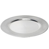 Artikel Dekorativ tallerken rund plast dekorationsplade sølv Ø33cm