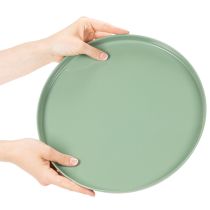 Artikel Rund grøn dekorativ tallerken på fod til borddækning, 30 cm
