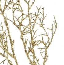 Artikel Dekorativ gren med glitter julegren i guld L55cm
