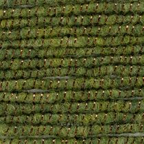 Artikel Grøn uldsnor med guldtråd, 5m x 5mm med ståltråd, til dekoration og hobbyarbejde
