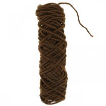 Vægetråd mørkebrun, uldsnor med tråd, blomsterhandlertilbehør L30m