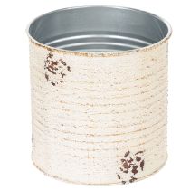 Artikel Blikplante i cremefarvet metal Shabby Chic Ø11cm H10,5cm