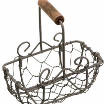 Artikel Mini trådkurv variation med træhåndtag, rustbrun, H10,5–11,5 cm, 9 stk.
