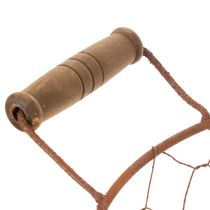 Artikel Vintage rund trådkurv med træhåndtag, metalkurv, rustfinish, Ø22 cm