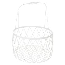 Artikel Trådkurv med håndtag, hvid metal, Ø25/30/35 cm, sæt med 3