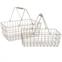 Artikel Trådkurv med håndtag grå 34×20,5cm / 38×24,5cm sæt med 2 stk.