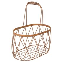 Artikel Oval trådkurv med hank, havedekoration, rustfinish, 30/25 cm, sæt med 2 stk.